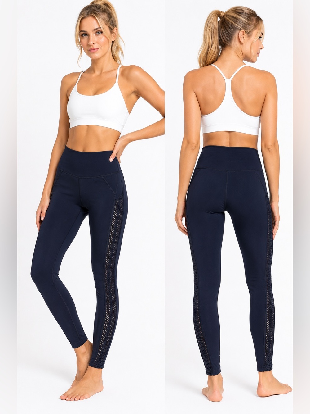 Victoria’s Secret Sport Navy High Rise Lace Panel Leggings